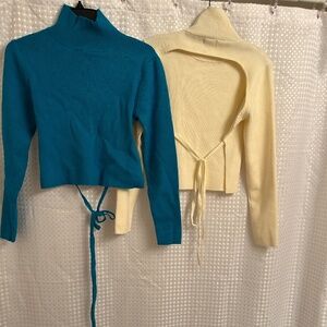 NWT!  TWO Nasty Gal Ribbed Tie Back Knitted Tops